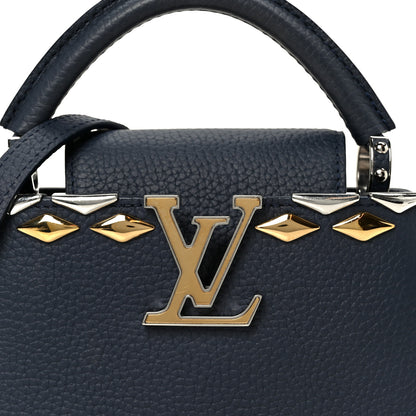 Louis Vuitton Taurillon Embellished Malletage Crown Mini Capucines Navy 7 of 9