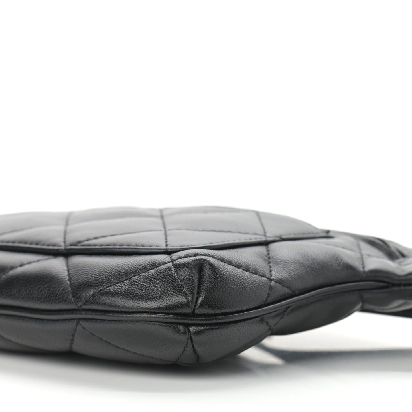 Lambskin Quilted Waist Belt Bag Black