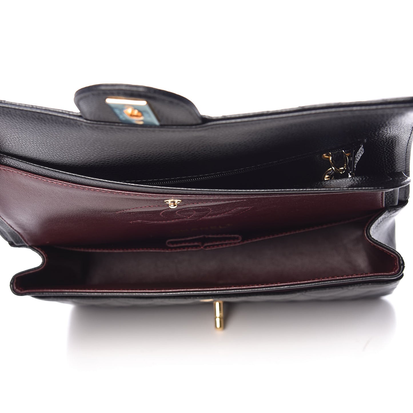 Caviar Quilted Medium Double Flap Black