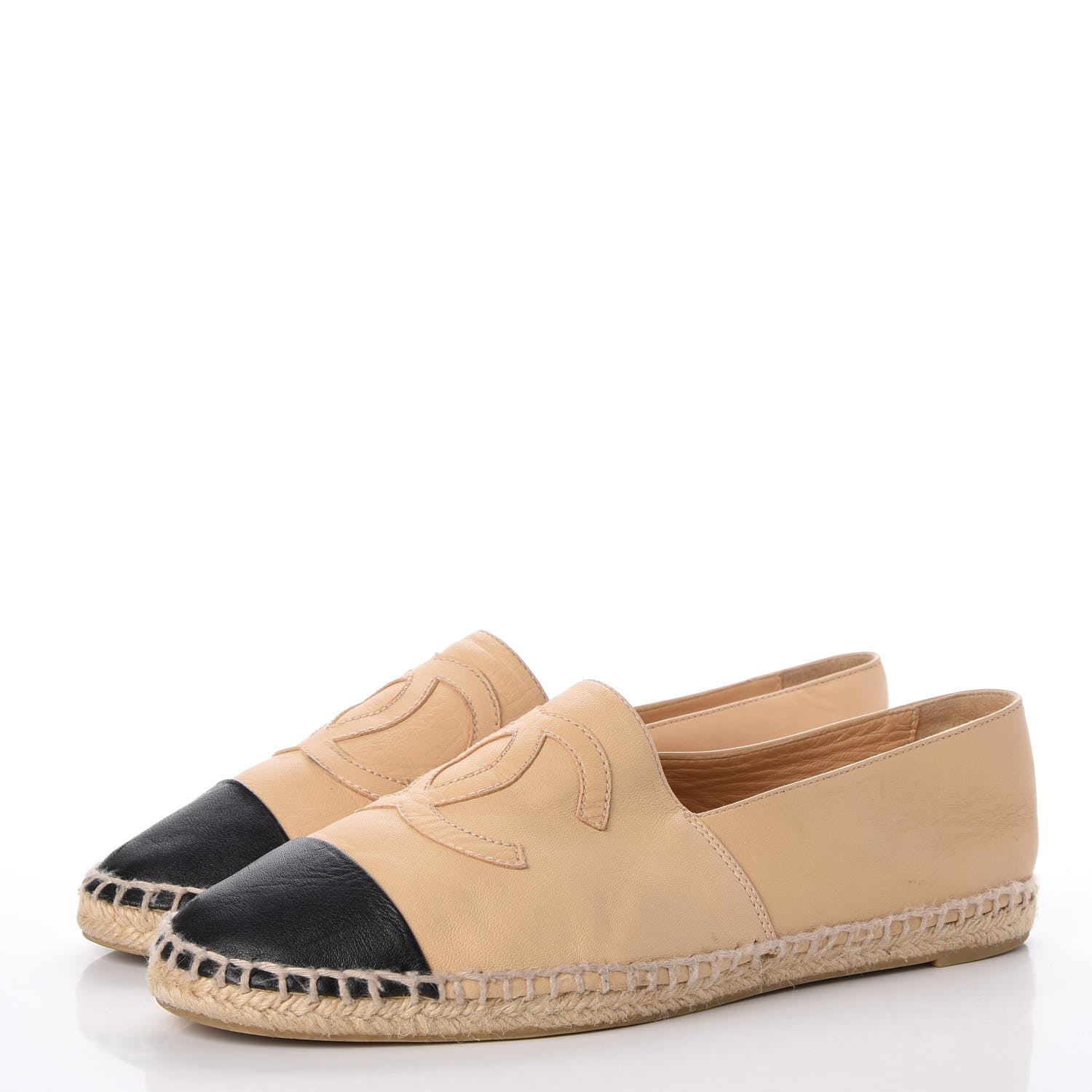 Chanel Lambskin CC Espadrilles 41 Beige Black 3 of 21