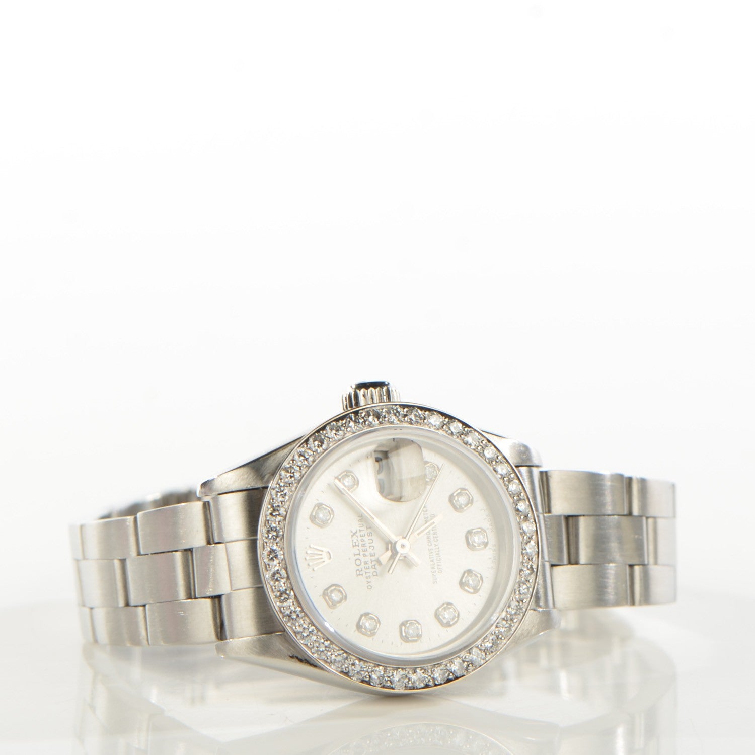 Rolex Stainless Steel Diamond 26mm Oyster Perpetual Datejust Watch Silver 69160 6 of 8