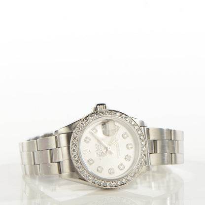 Rolex Stainless Steel Diamond 26mm Oyster Perpetual Datejust Watch Silver 69160 6 of 8