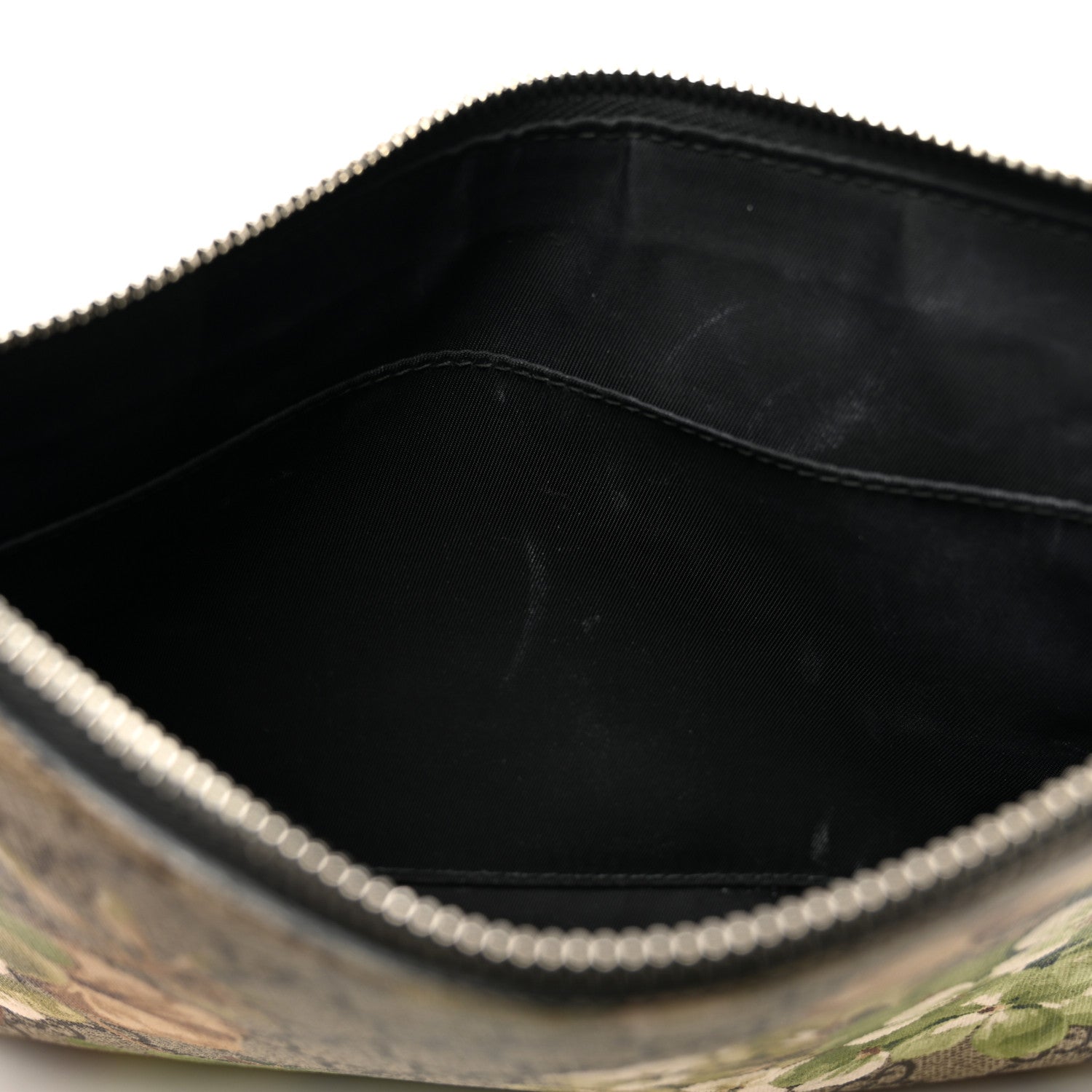 Gucci GG Supreme Monogram Blooms Small Zip Wristlet Pouch Beige New Military Black 8 of 8