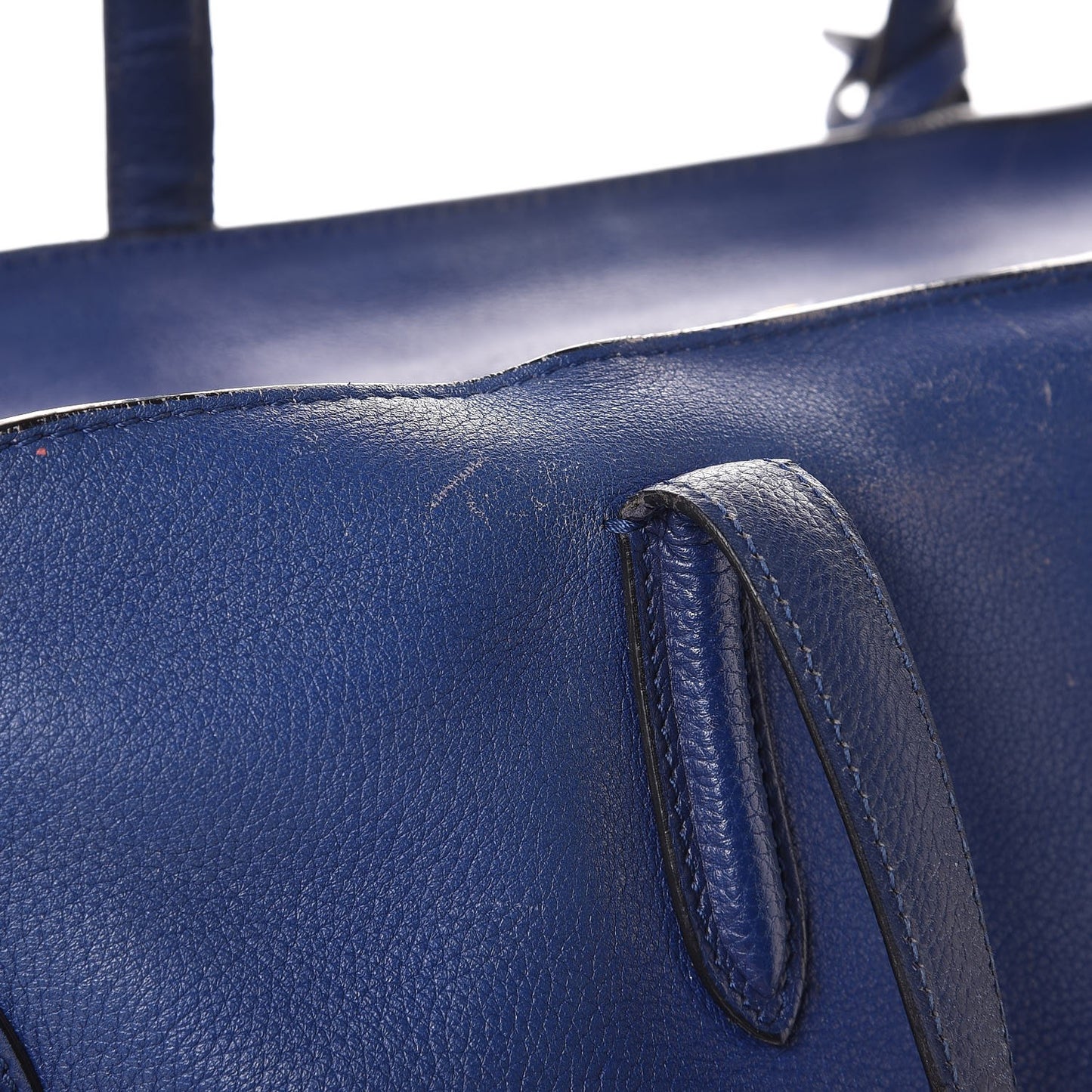 Pebbled Calfskin Large Skull Padlock Zip Around Tote Ultramarine