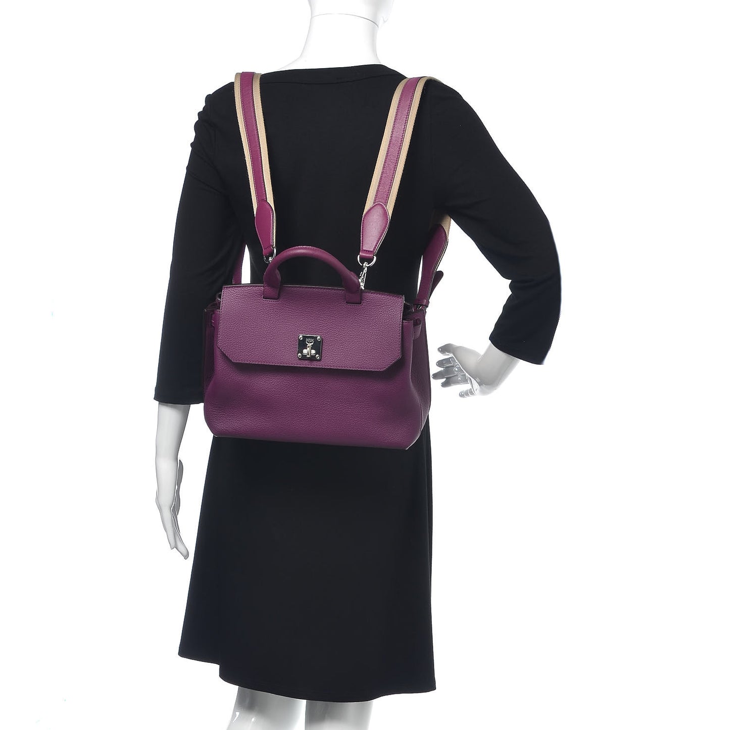 Grained Calfskin Medium Milla Convertible Backpack Mystic Purple