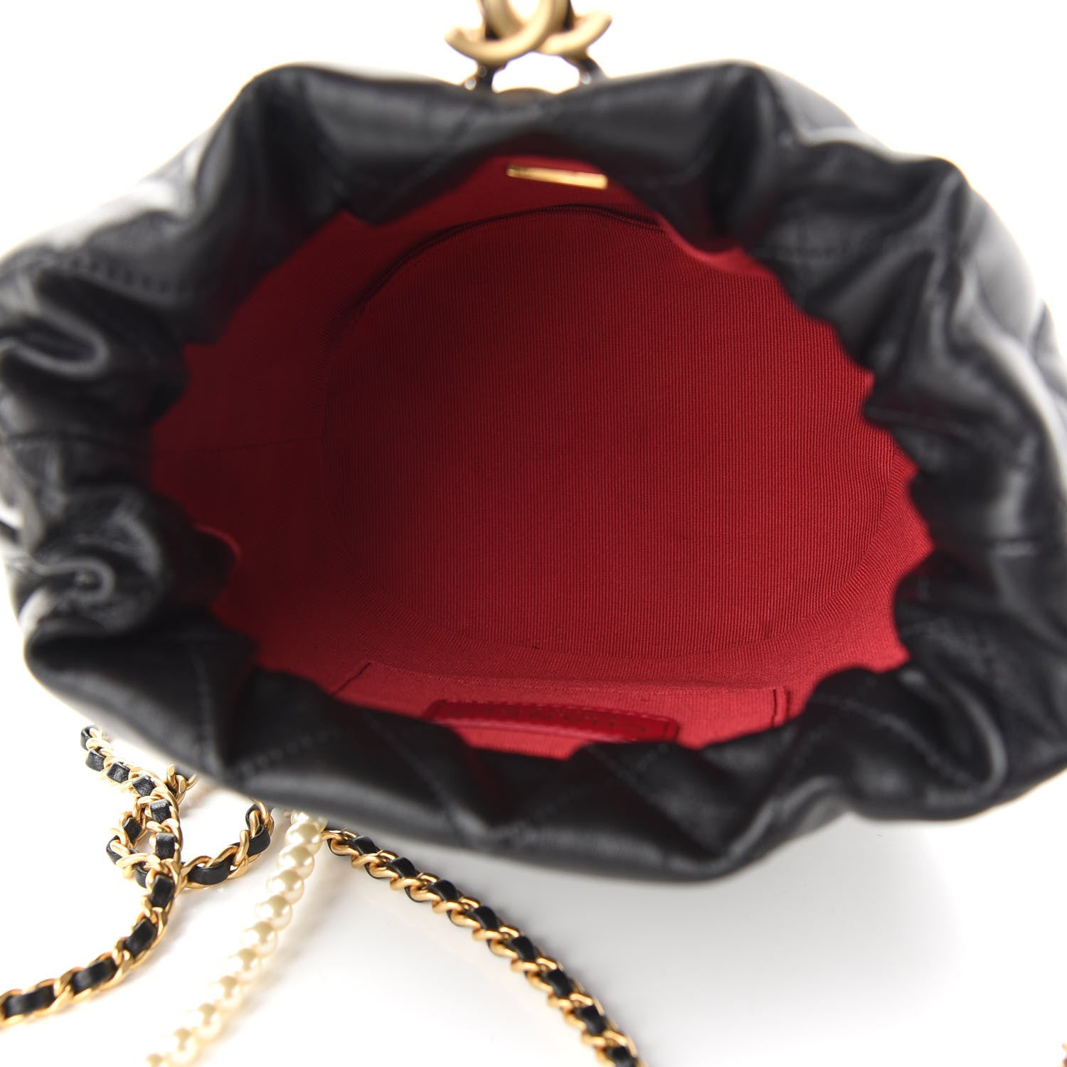 Chanel Lambskin Quilted My Perfect Chain Bucket Drawstring Bag Black 5 of 9