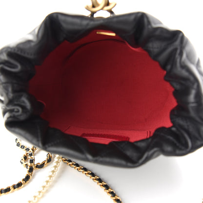 Chanel Lambskin Quilted My Perfect Chain Bucket Drawstring Bag Black 5 of 9