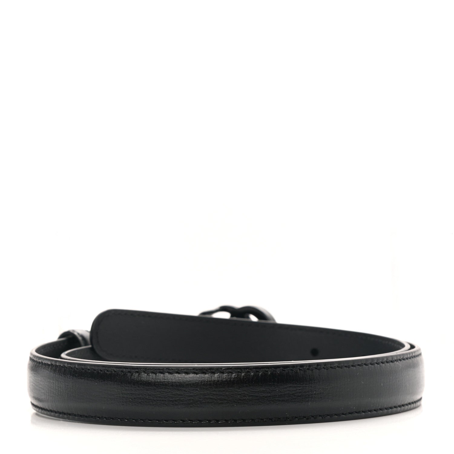 Gucci Azalea Calfskin Enamel Monochrome Double G 20mm Belt 80 32 Black 2 of 3