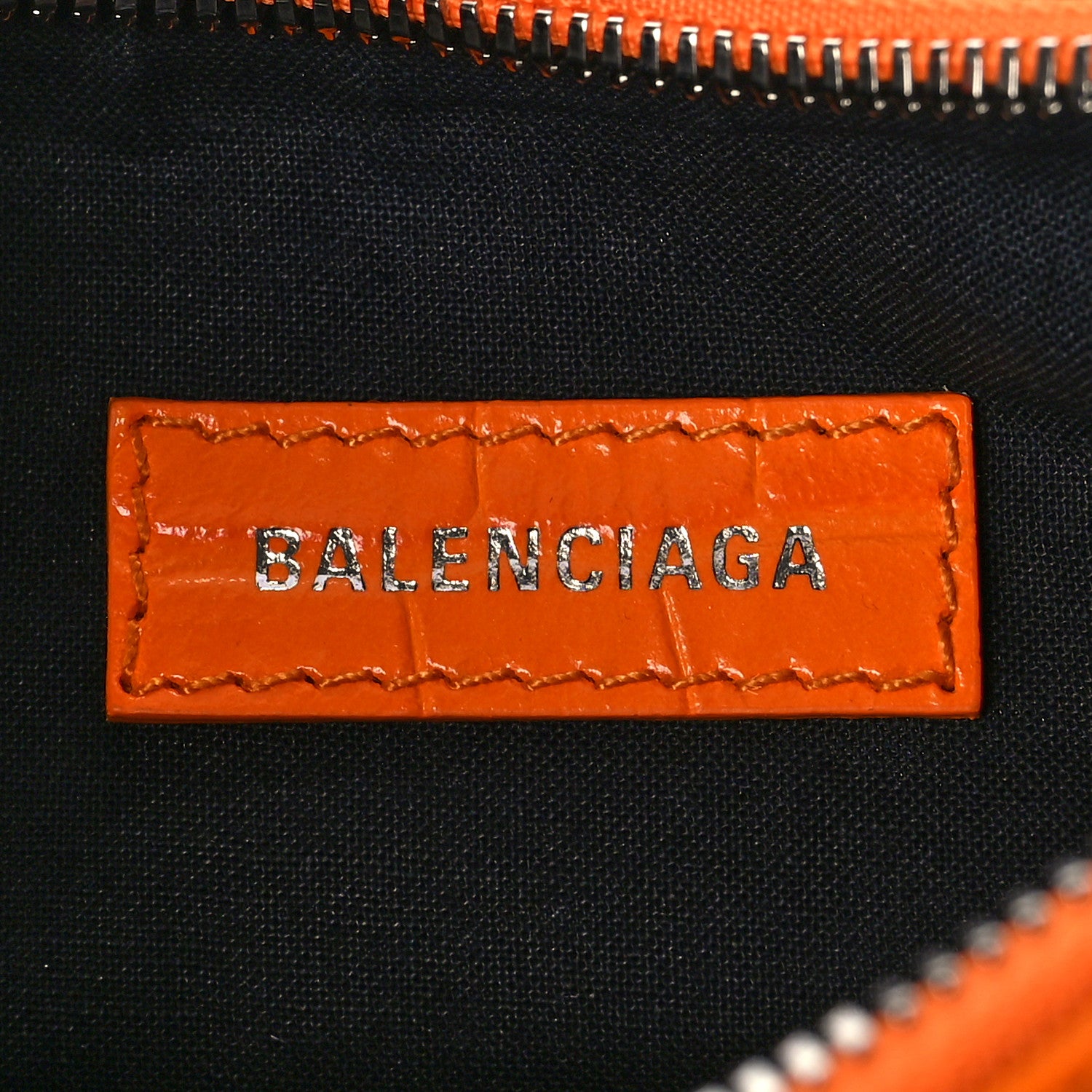 Balenciaga Extra Supple Calfskin Crocodile Embossed Le Cagole Shoulder Bag XS Pop Orange 6 of 11