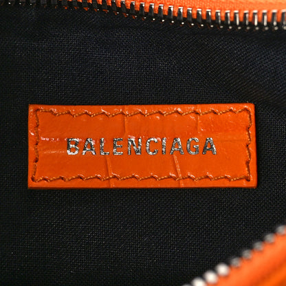 Balenciaga Extra Supple Calfskin Crocodile Embossed Le Cagole Shoulder Bag XS Pop Orange 6 of 11