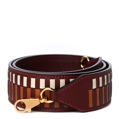 Hermes Epsom 40mm Tressage Shoulder Strap Rouge H Craie Gold 1 of 6