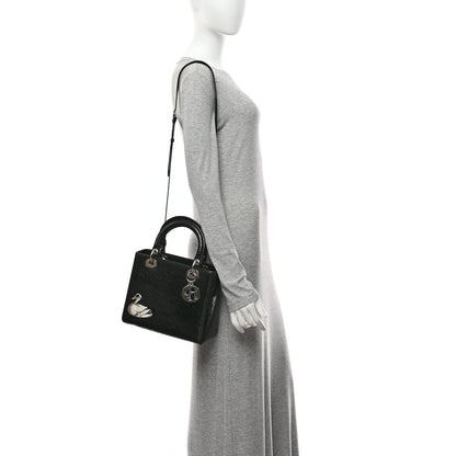 Christian Dior Ceramic Effect Deerskin Jeweled Swan Lady Dior Black 2 of 10