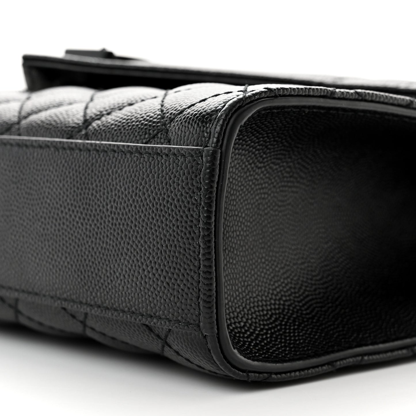 Grain De Poudre Textured Mixed Matelasse Triquilt Medium Monogram Monochrome Satchel Black