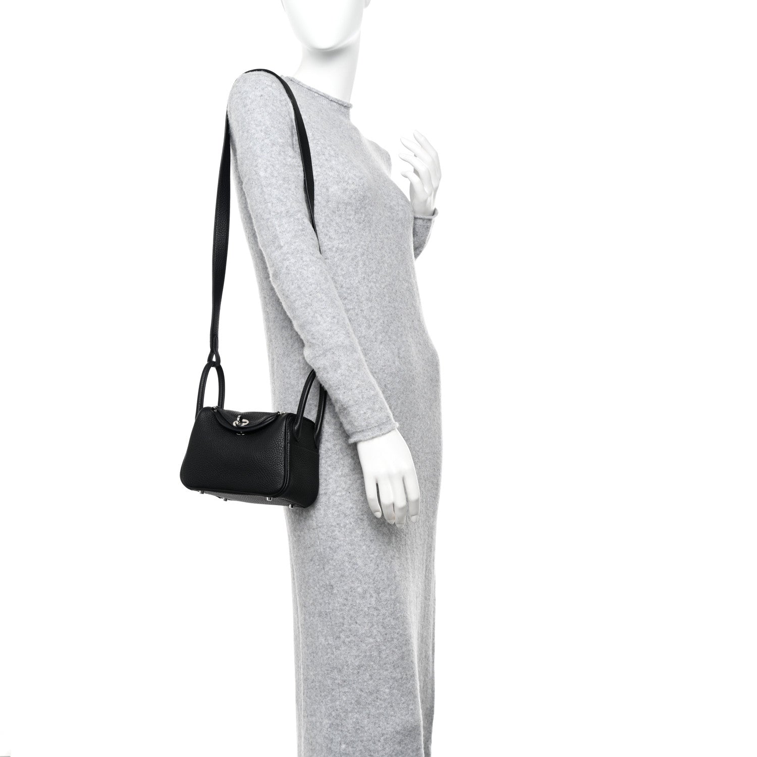 Hermes Taurillon Clemence Mini Lindy 20 Black 2 of 11