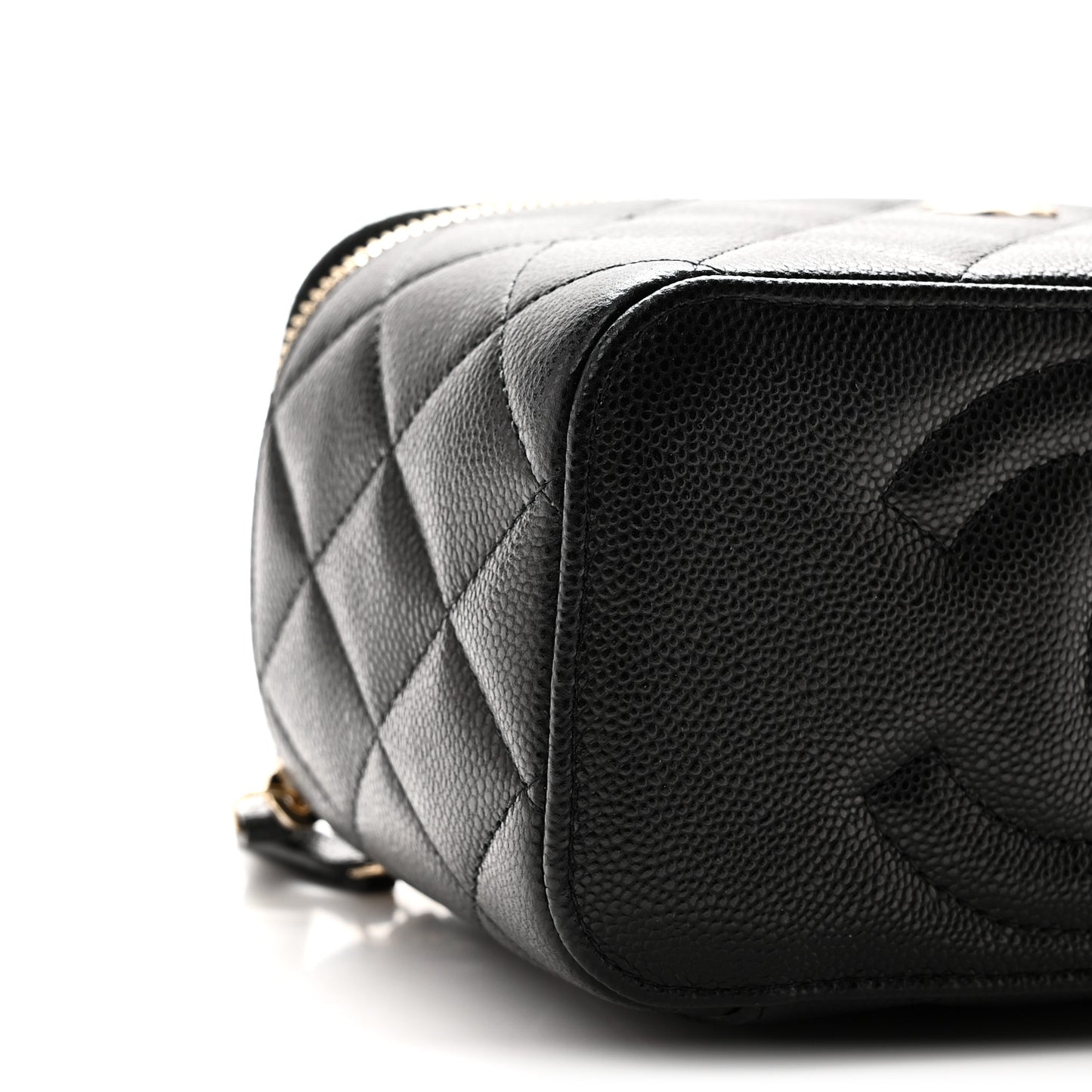 Caviar Quilted Small Vanity Case With Chain Black Black