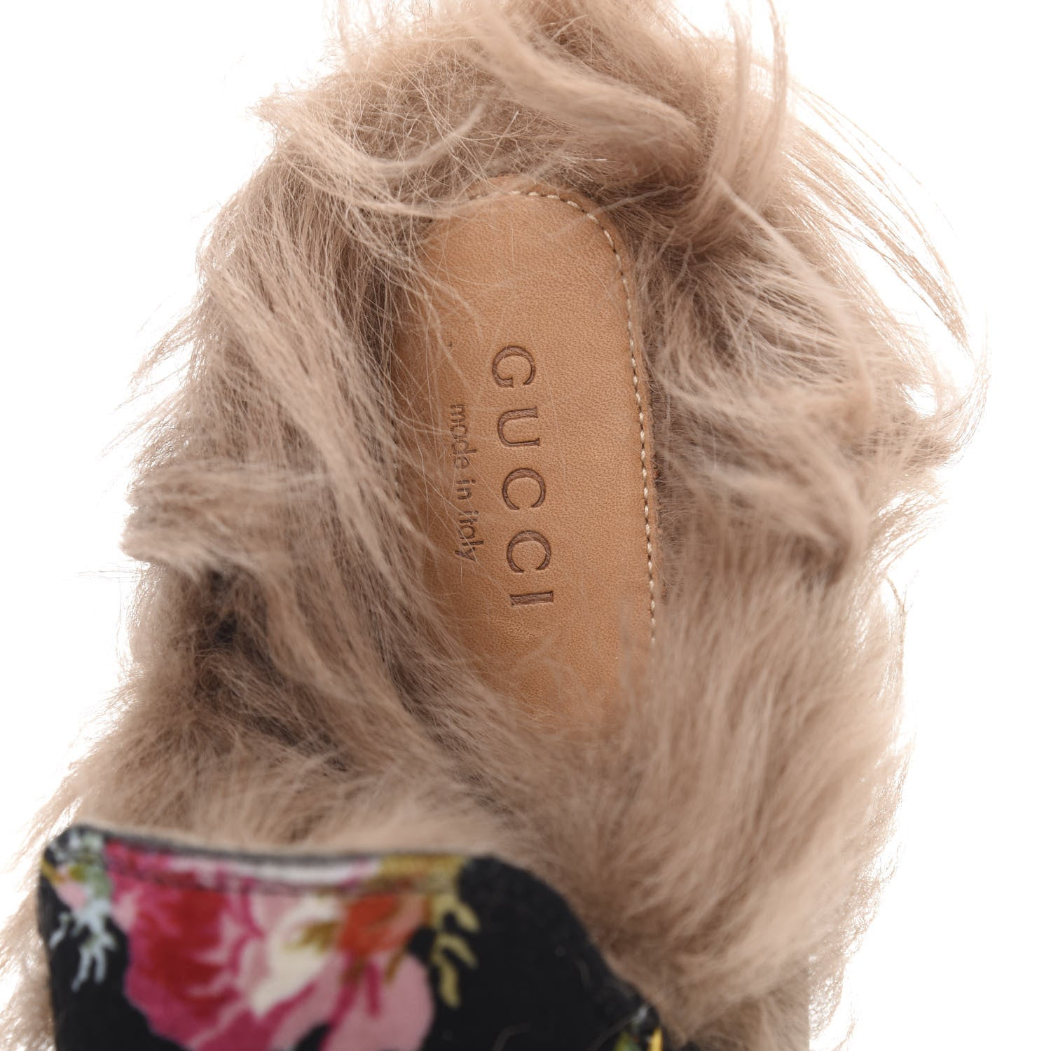 Gucci Velvet Fur Floral Womens Princetown Slippers 35.5 Black 6 of 8