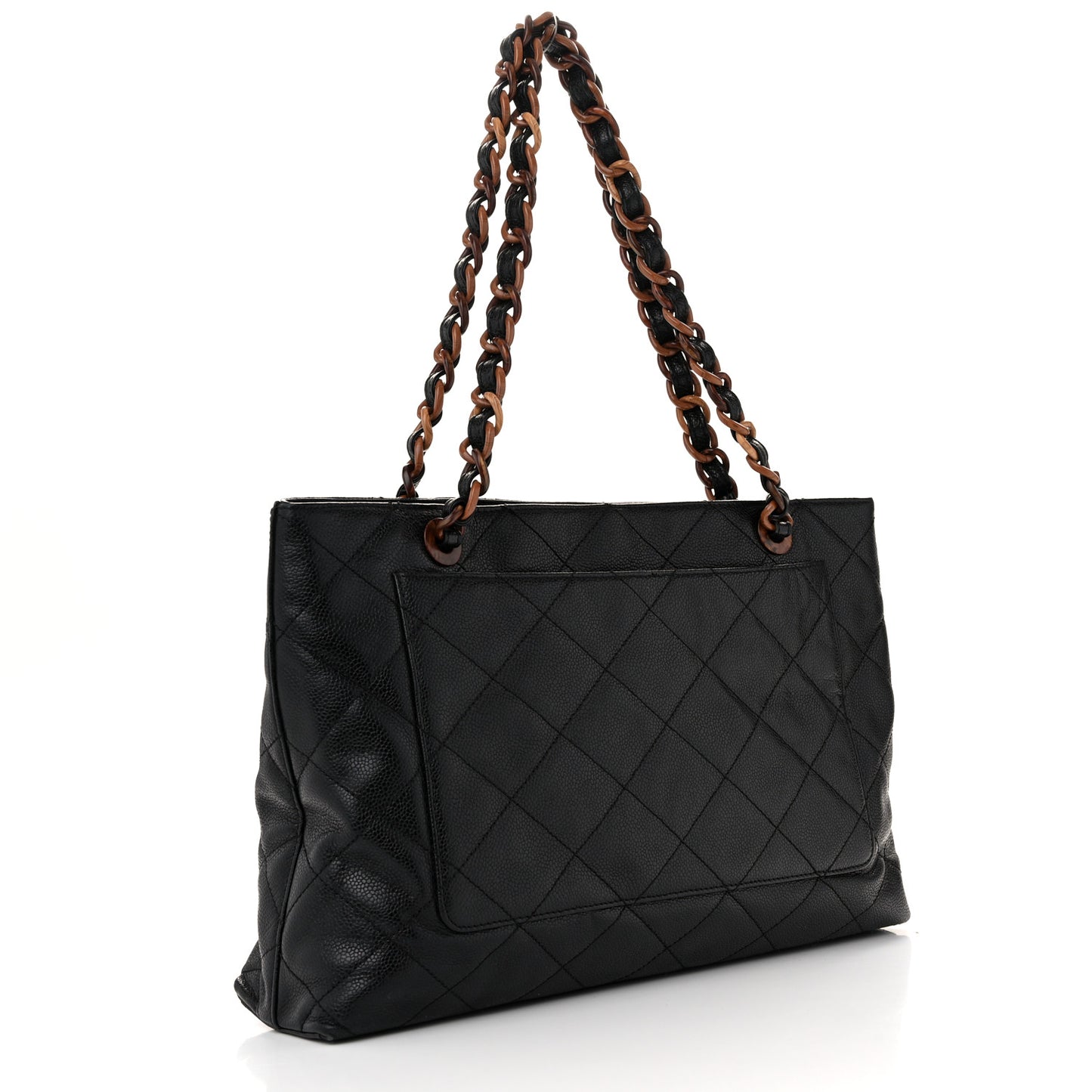 Caviar Quilted Wood XL Grand Shopping Tote GST Black