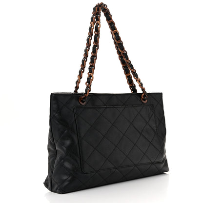 Chanel Caviar Quilted Wood XL Grand Shopping Tote GST Black 3 of 12