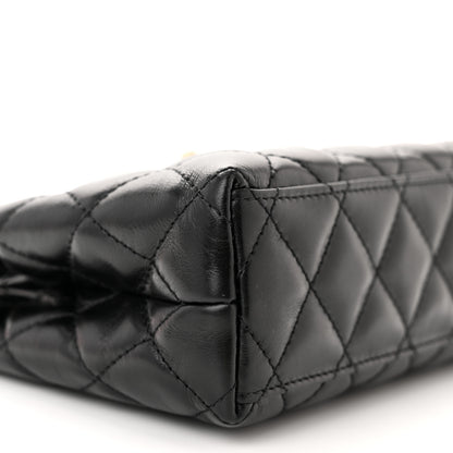 Chanel Shiny Aged Calfskin Quilted Nano Kelly Shopper Black 9 of 11