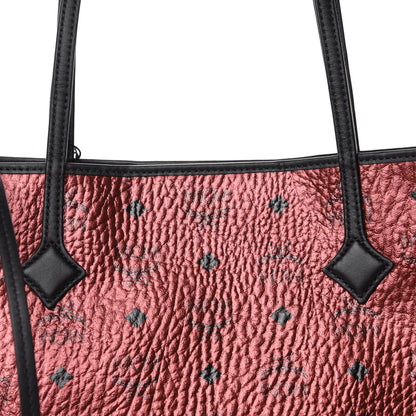 MCM Metallic Visetos Medium Kira North South Shopper Tote Scooter Red 9 of 9