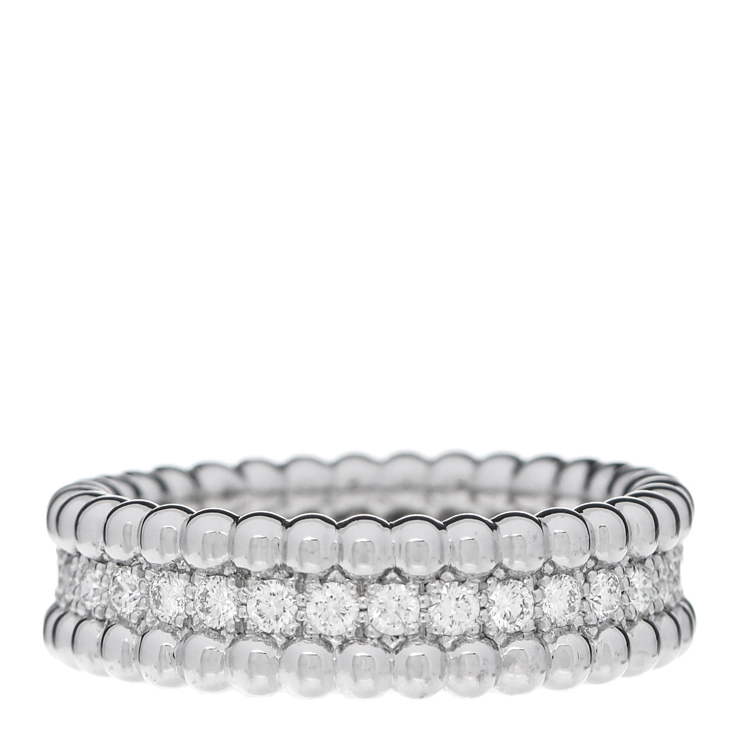 18K White Gold Diamond Perlee 1 Row Ring 51 5.75