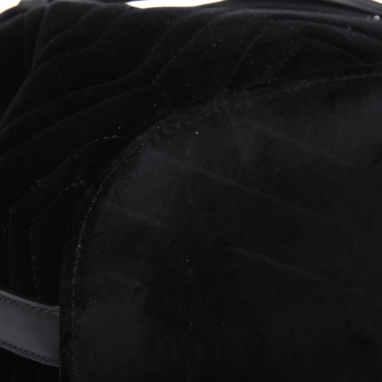 Gucci Velvet Matelasse GG Marmont Bucket Bag Black 10 of 15