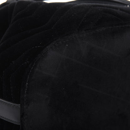 Gucci Velvet Matelasse GG Marmont Bucket Bag Black 10 of 15