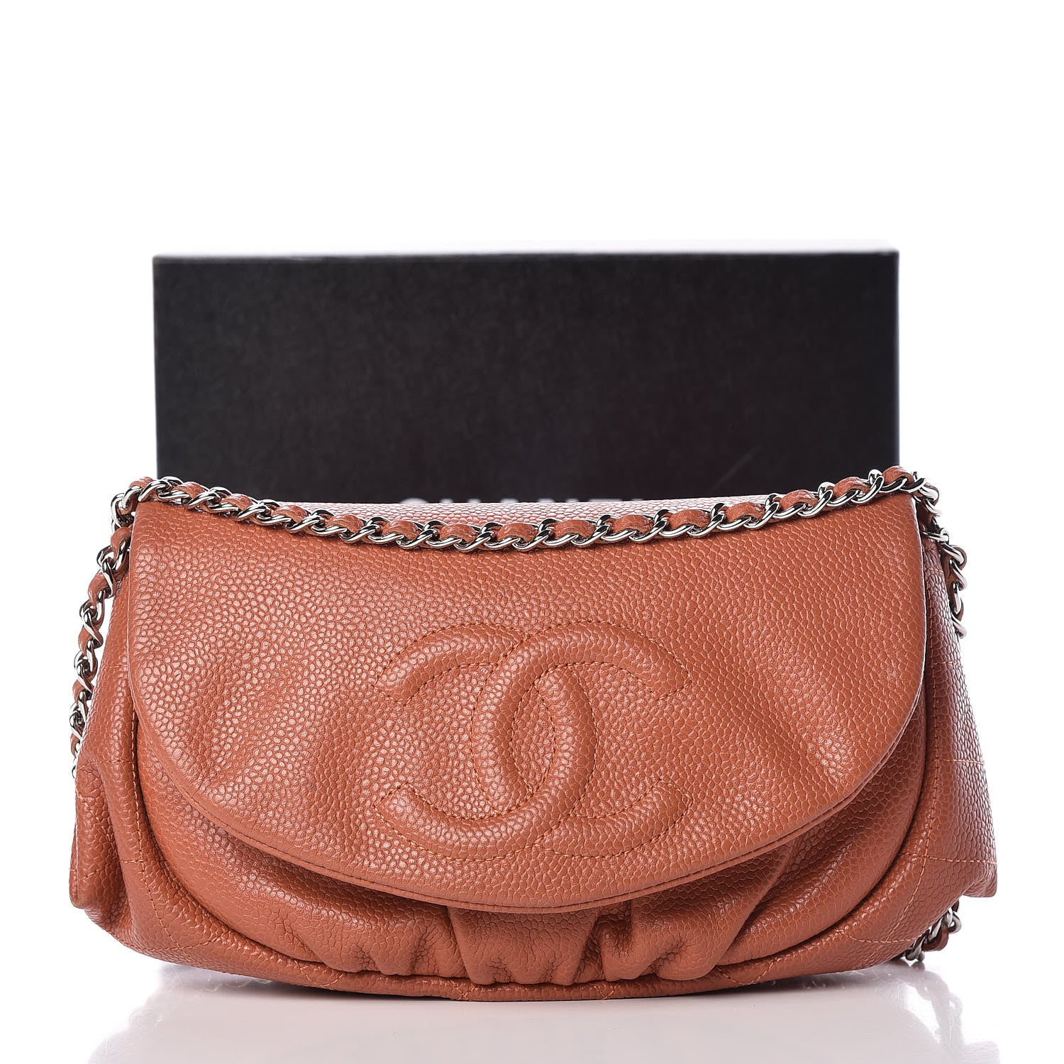 Chanel Caviar Half Moon Wallet On Chain WOC Coral 13 of 13