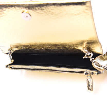 Saint Laurent Metallic Crackled Calfskin Kate Monogram Tassel Chain Wallet Gold 5 of 9