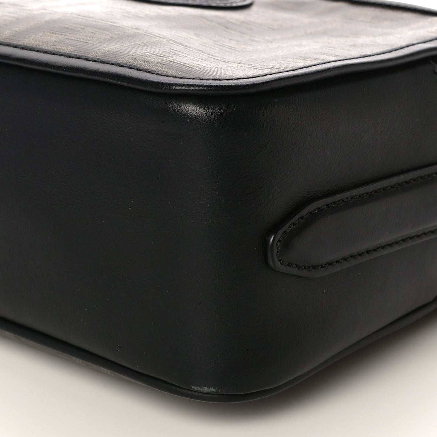 Glazed Fabric Vitello Century FF 1974 Stamp Patch Camera Case Mogano Panna Black