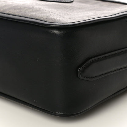 Fendi Glazed Fabric Vitello Century FF 1974 Stamp Patch Camera Case Mogano Panna Black 10 of 10