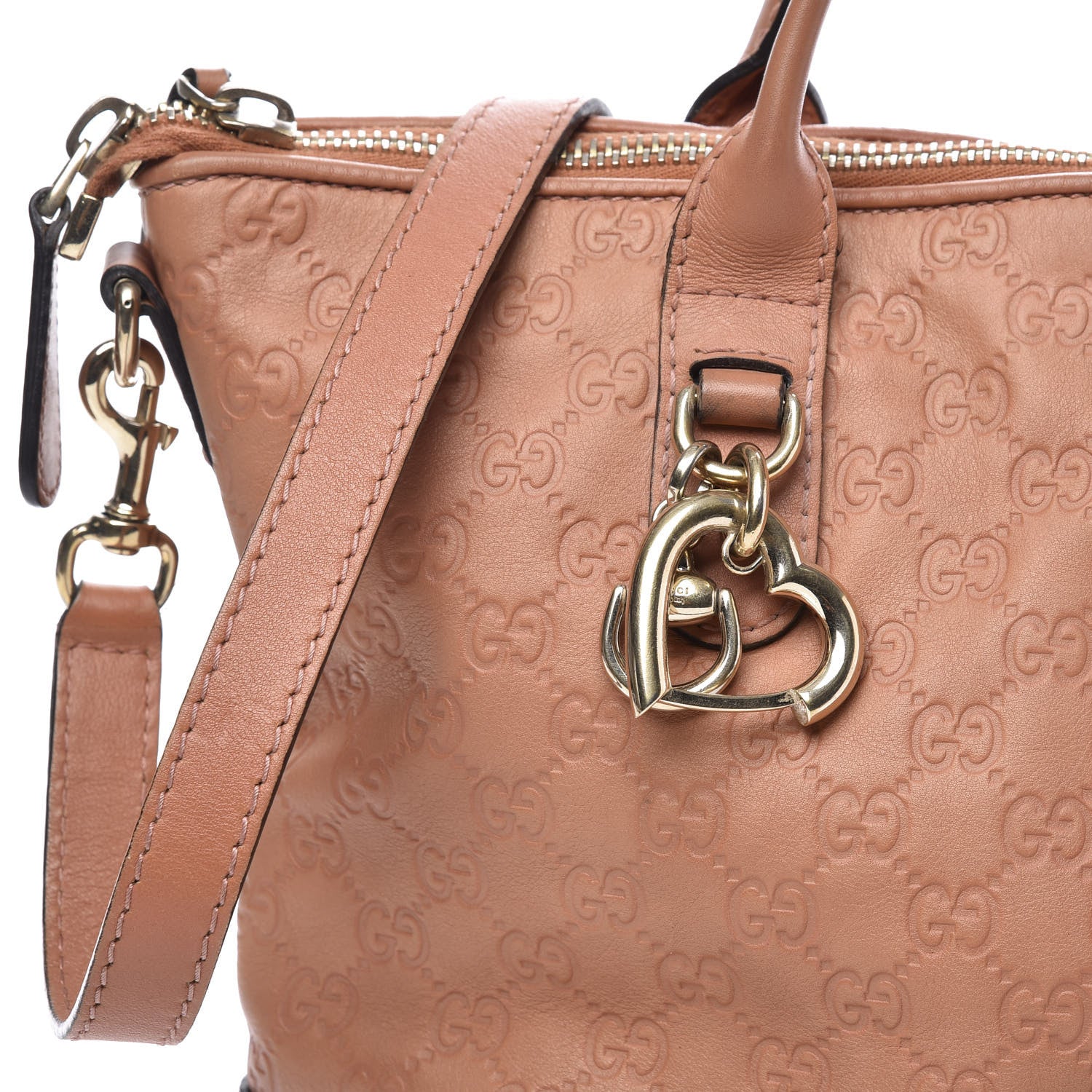 Gucci Guccissima Heart Bit Charm Top Handle Tote Winter Rose 11 of 11