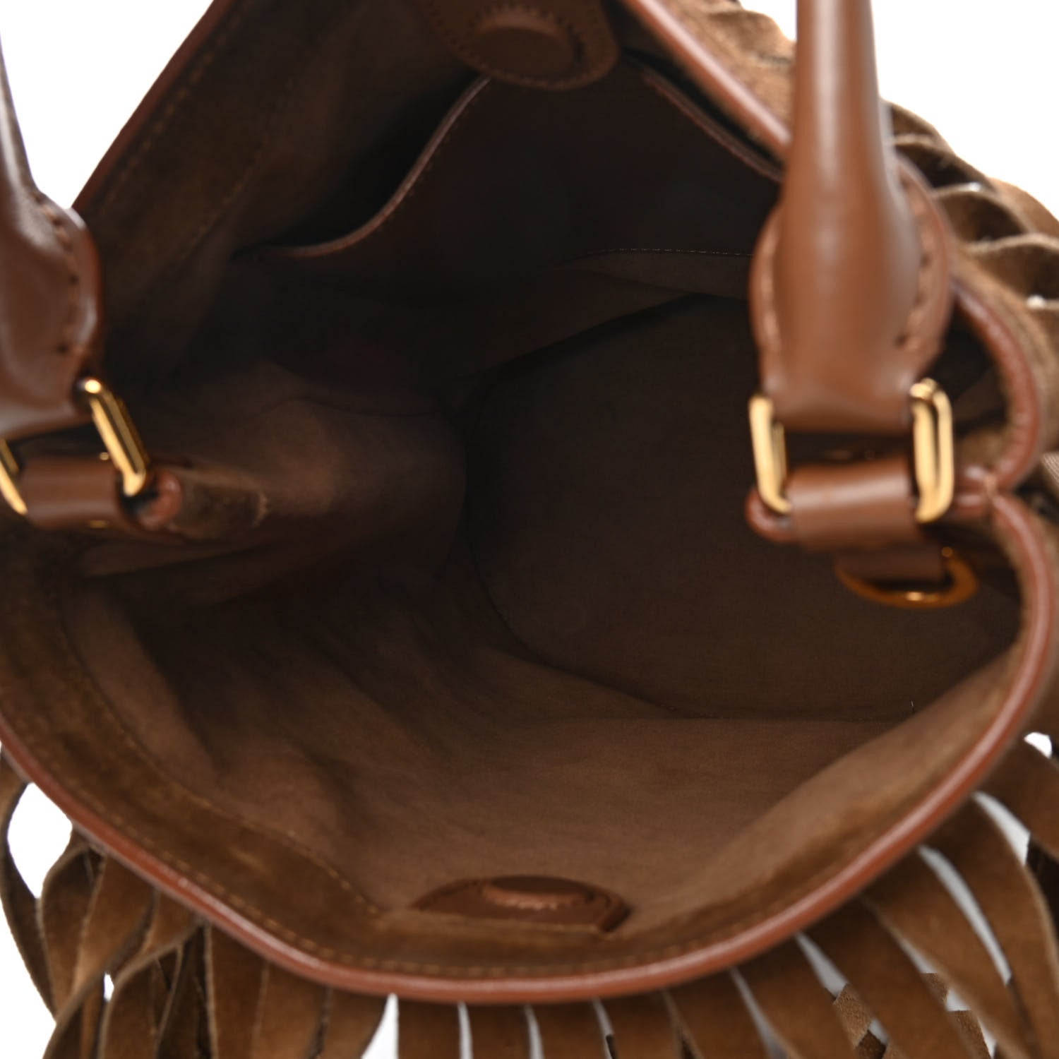 Burberry Prorsum Suede Fringe Bucket Bag Brown 5 of 10