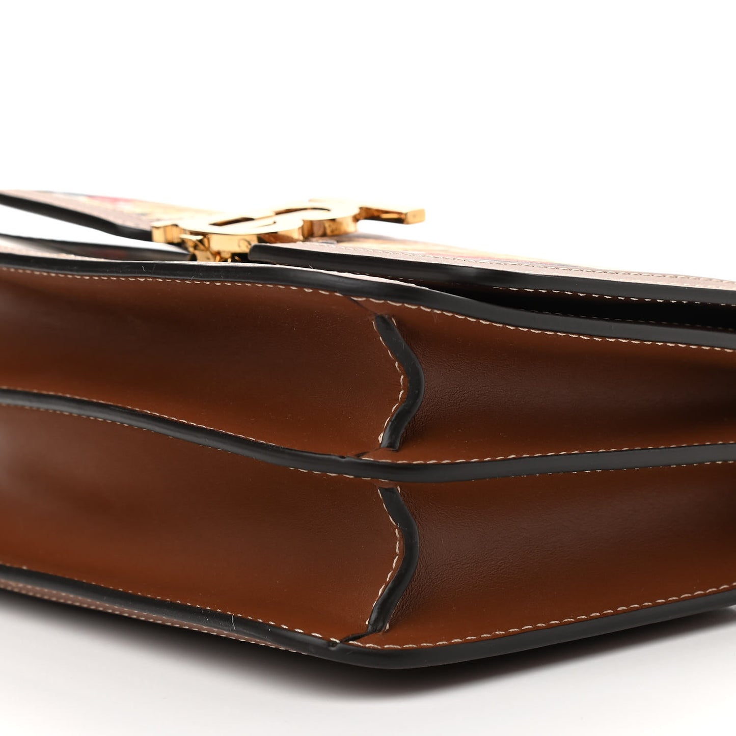 Calfskin Silk Animalia Print Small TB Bag Tan