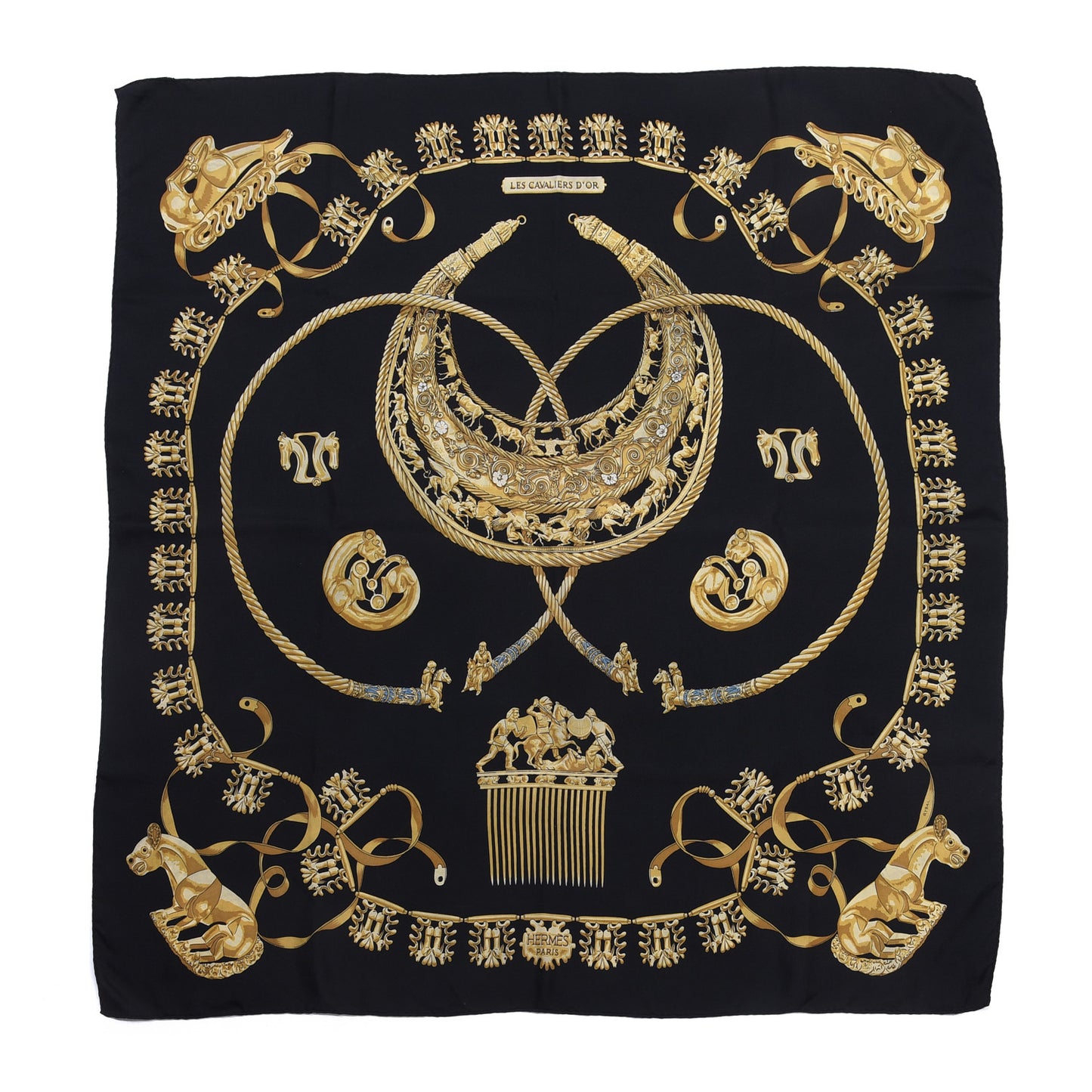 Silk Mousseline Les Cavaliers D'Or Scarf 90