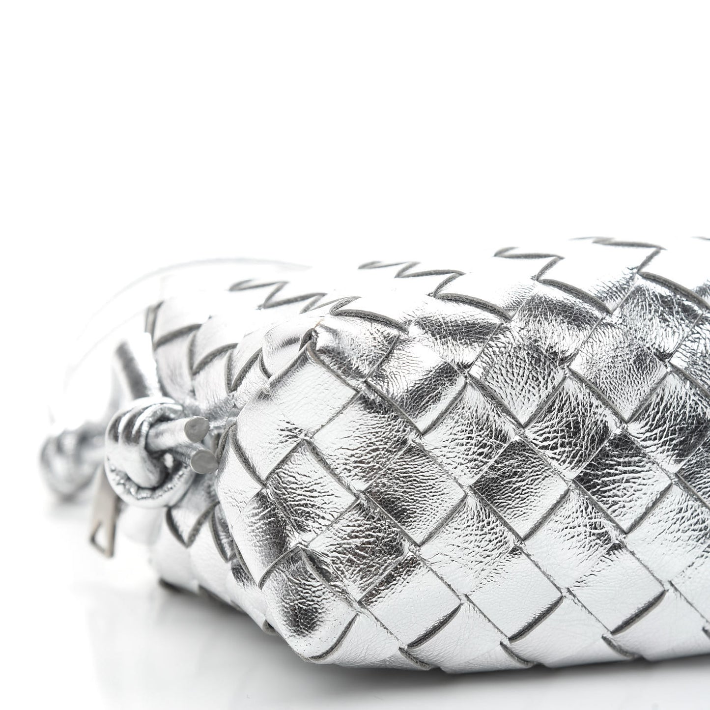 Metallic Calfskin Intrecciato Mini Loop Camera Bag Silver
