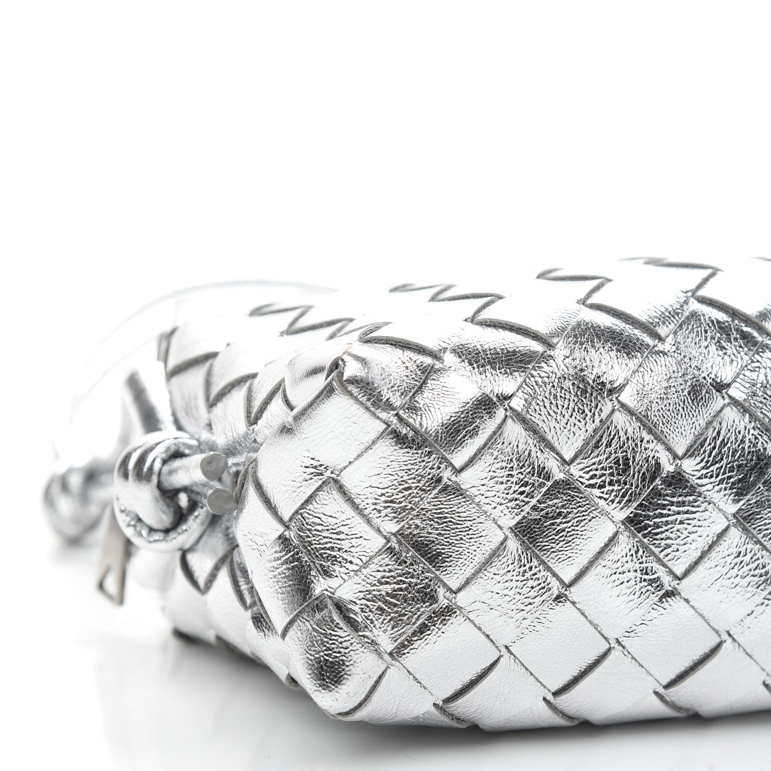 Bottega Veneta Metallic Calfskin Intrecciato Mini Loop Camera Bag Silver 7 of 8