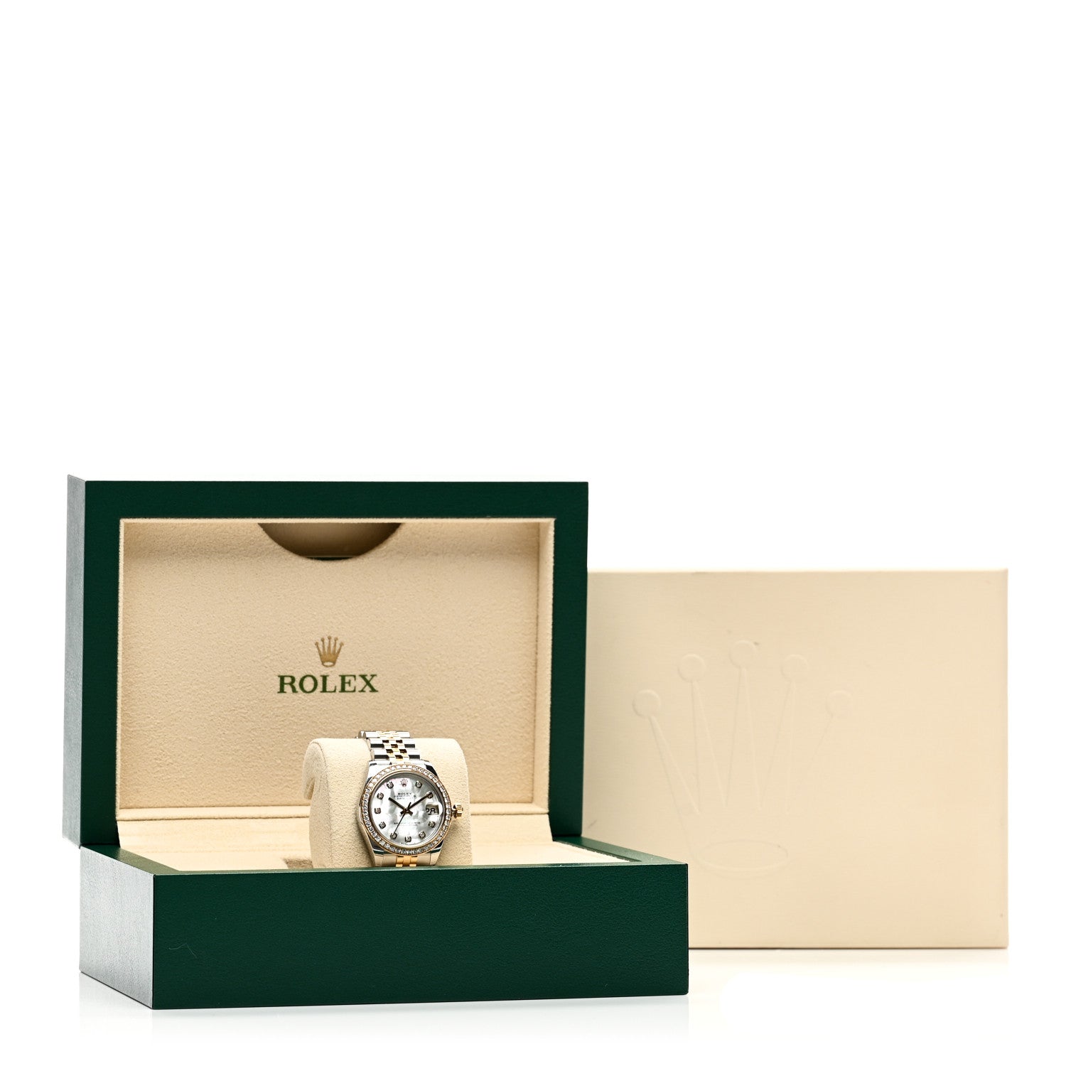 Rolex Stainless Steel 18K Yellow Gold Diamond Mother of Pearl 31mm Oyster Perpetual Datejust Watch 178383 5 of 5