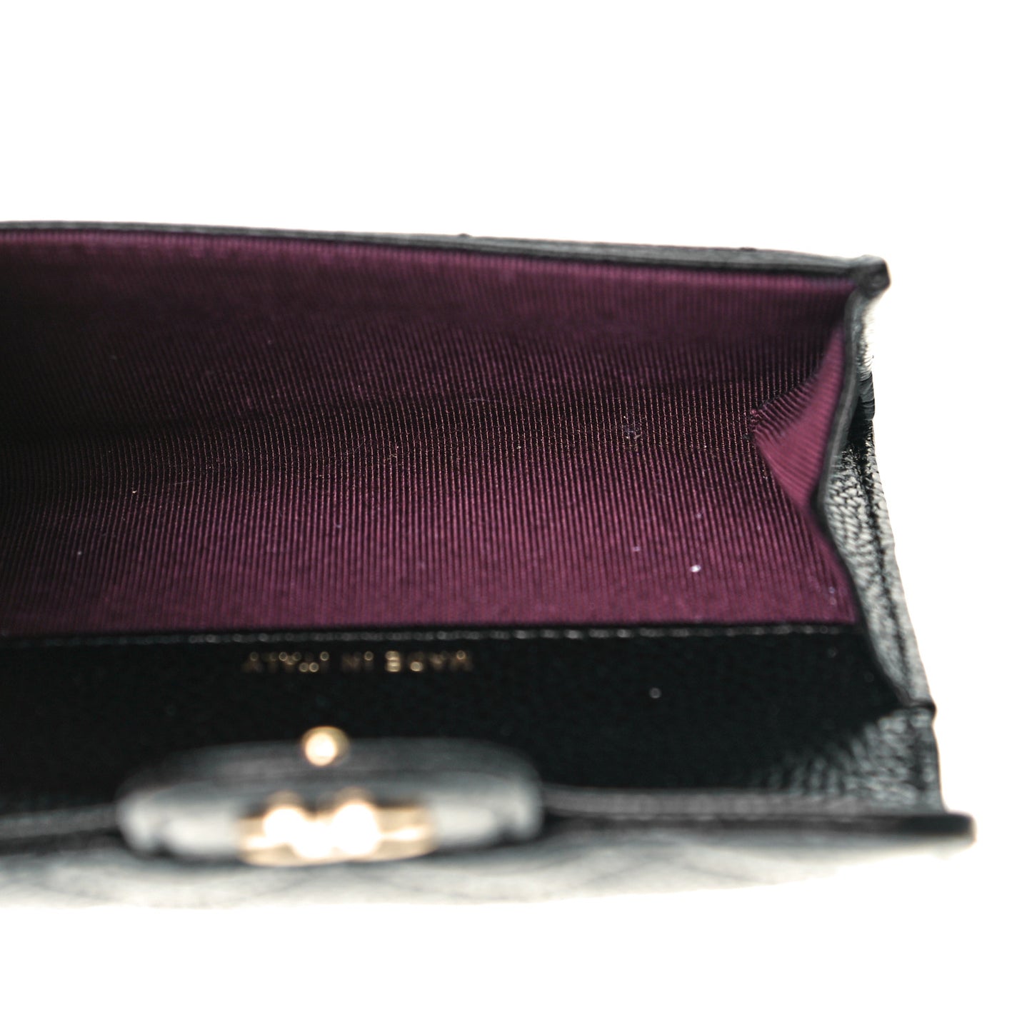 Caviar Quilted Flap Card Holder Wallet Black