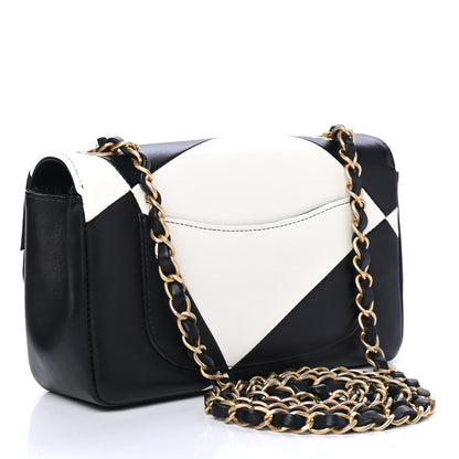 Chanel Lambskin Geometric Patchwork Mini Flap Black White 2 of 4