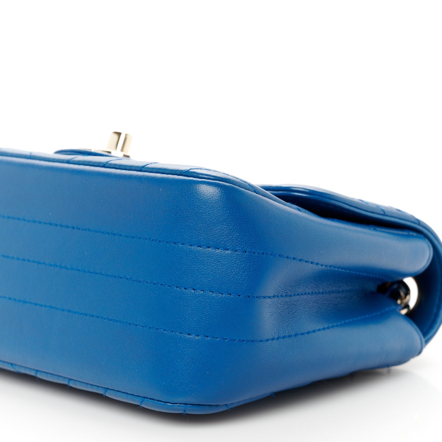 Lambskin Chevron Quilted Mini Square Flap Blue