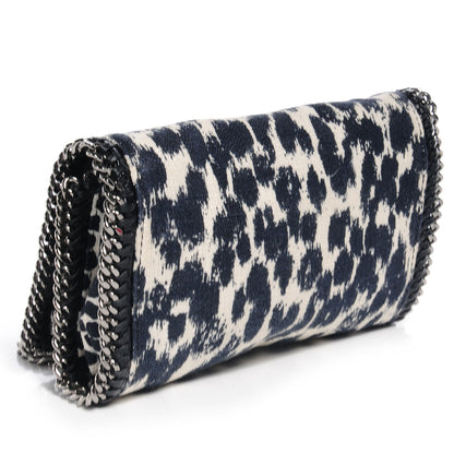 Stella McCartney Linen Leopard Falabella Crossbody Navy Grey 3 of 8