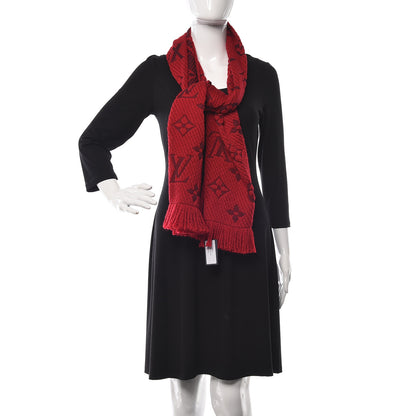 Louis Vuitton Wool Silk Logomania Scarf Rubis 2 of 4