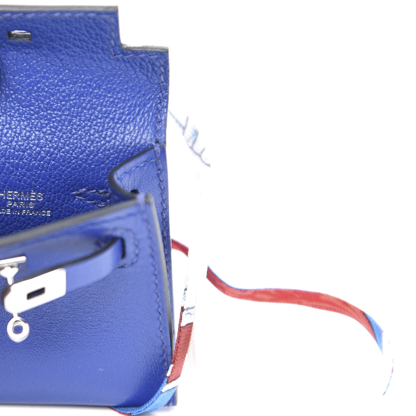 Tadelakt Mini Kelly Twilly Bag Charm Bleu Electrique