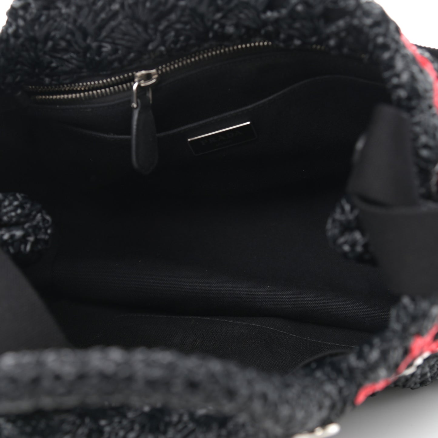Raffia Crochet Giardiniera Tote Black