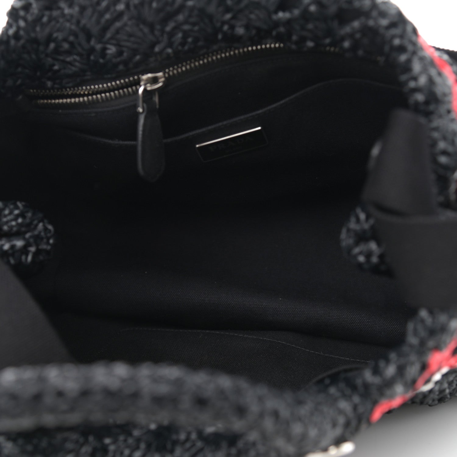Prada Raffia Crochet Giardiniera Tote Black 5 of 9