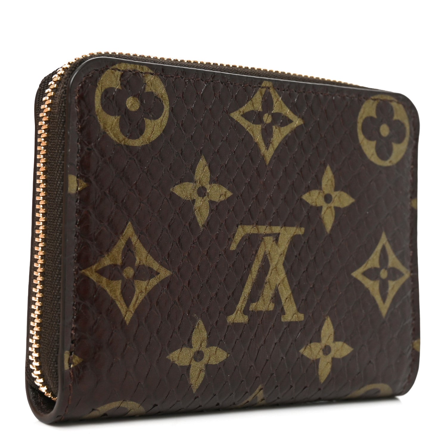 Louis Vuitton Snakeskin Monogram Zippy Padlock Coin Purse Brown 3 of 7