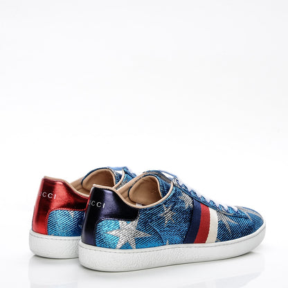 Gucci Lurex Starry Sky Sylvie Web New Ace Sneakers 38 Bluette Silver 4 of 7