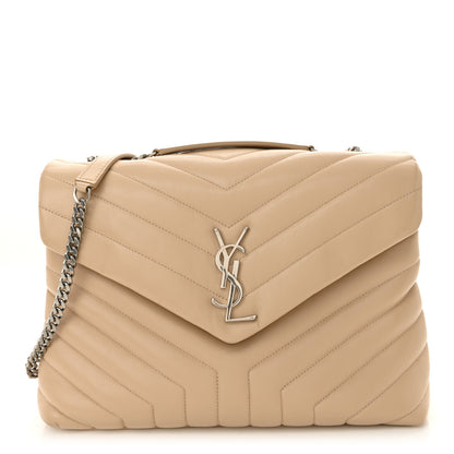 Saint Laurent Calfskin Y Quilted Monogram Medium Loulou Chain Satchel Nude Powder 1 of 11