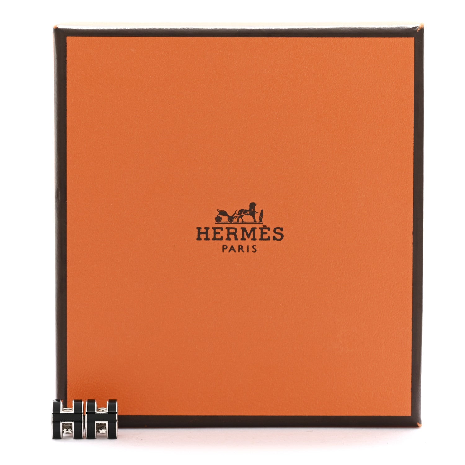 Hermes Palladium Lacquered Mini Pop H Earrings Black 5 of 5